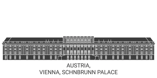 Österreich Wien Schloss Schnbrunn Reisesehenswürdigkeit Linienvektorillustration — Stockvektor