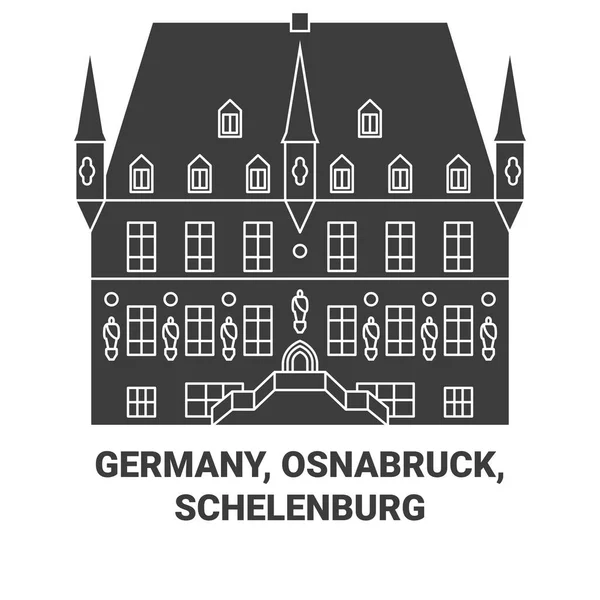 Almanya Osnabruck Schelenburg Seyahat Çizgisi Vektör Ilüstrasyonu — Stok Vektör