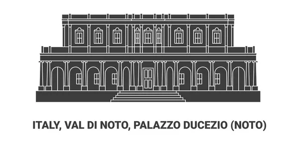 Talya Val Noto Palazzo Ducezio Noto Seyahat Çizgisi Vektör Çizimi — Stok Vektör