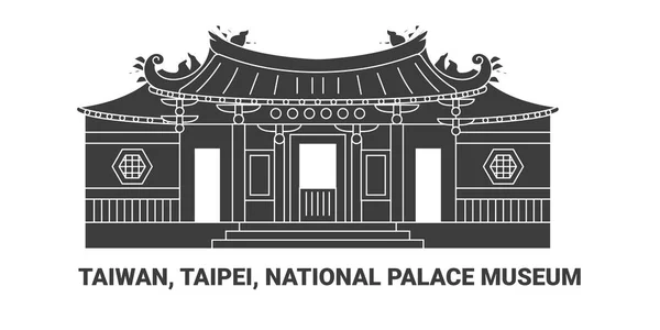 Taiwan Taipeh Nationales Palastmuseum Reise Meilenstein Linienvektorillustration — Stockvektor