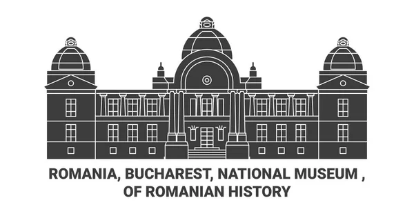 Romênia Bucareste Museu Nacional História Romena Viagens Marco Linha Vetor —  Vetores de Stock