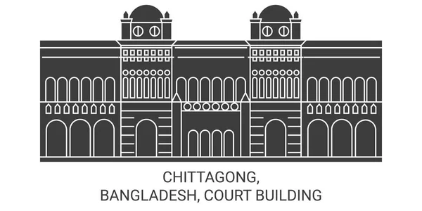 Bangladeş Chittagong Court Building Seyahat Çizgisi Çizgisi Çizimi — Stok Vektör