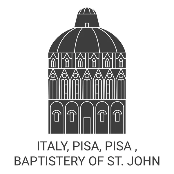 Italië Pisa Pisa Doopkapel Van John Reizen Oriëntatiepunt Vector Illustratie — Stockvector