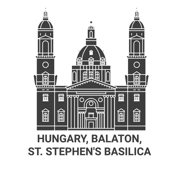 Hongrie Balaton Stephens Basilique Voyage Illustration Vectorielle Ligne Historique — Image vectorielle