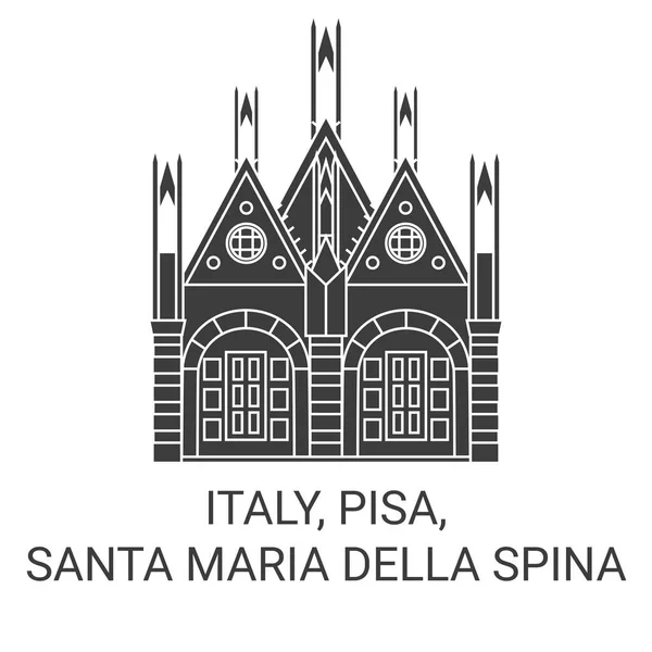 Talya Pisa Santa Maria Della Spina Seyahat Çizgisi Çizimi — Stok Vektör