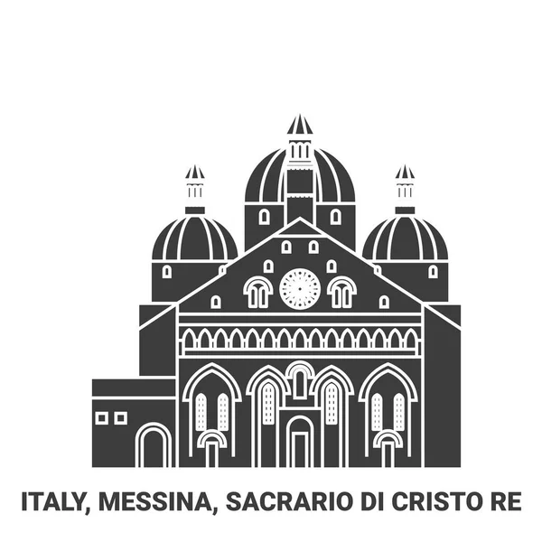Italien Messina Sacrario Cristo Resa Landmärke Linje Vektor Illustration — Stock vektor