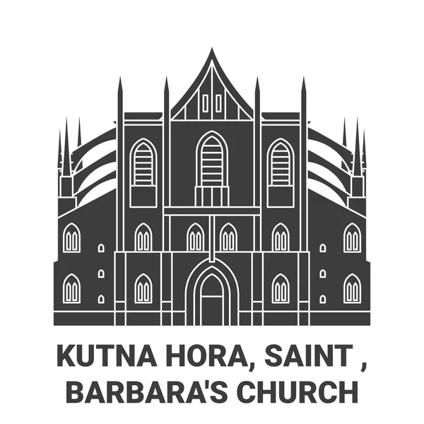 Csehország Kutna Hora Saint Barbaras Templom Utazás Mérföldkő Vonal Vektor — Stock Vector