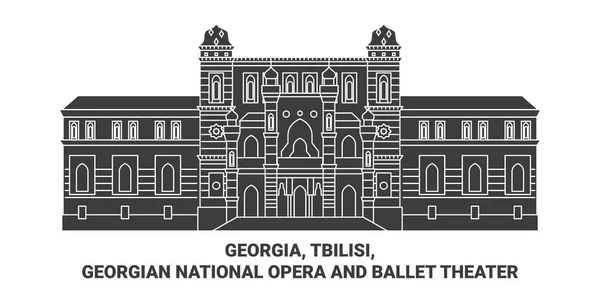 조지아 트빌리시 조지아 오페라 그리고 극장의 역사적 일러스트 — 스톡 벡터