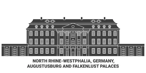 Tyskland Augustusburg Och Falkenlust Palaces Resa Landmärke Linje Vektor Illustration — Stock vektor