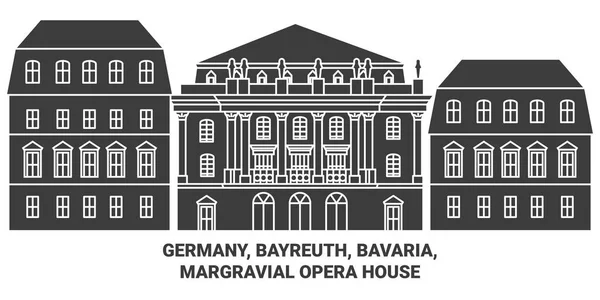 Germany Bayreuth Bavaria Margravial Opera House Travel Landmark Line Vector — Stock Vector