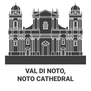 Italy, Val Di Noto, Noto Cathedral travel landmark line vector illustration