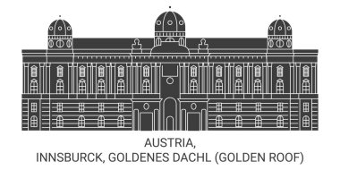 Avusturya, Innsburck, Goldenes Dachl Altın Çatı seyahat çizgisi çizelgesi çizimi