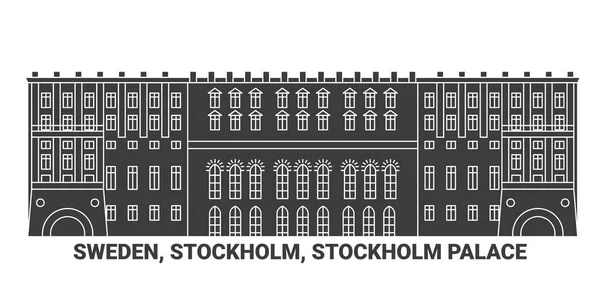 Svezia Stoccolma Palazzo Stoccolma Illustrazione Vettoriale Riferimento Viaggio — Vettoriale Stock