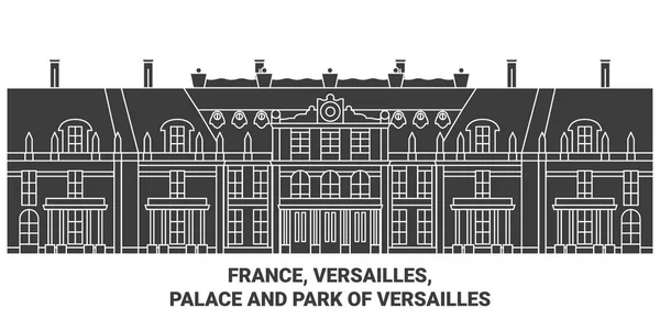 Γαλλία Βερσαλλίες Palace Park Versailles Ταξίδια Ορόσημο Γραμμή Διανυσματική Απεικόνιση — Διανυσματικό Αρχείο