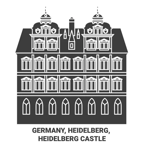 Tyskland Heidelberg Heidelberg Slott Resa Landmärke Linje Vektor Illustration — Stock vektor