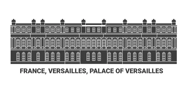 Frankreich Versailles Schloss Von Versailles Reise Meilenstein Linienvektorillustration — Stockvektor