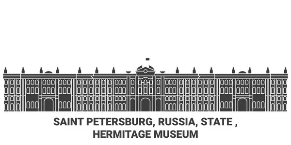 俄罗斯 圣彼得堡 赫米蒂奇博物馆旅游地标线矢量图解 — 图库矢量图片