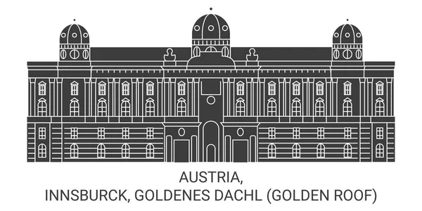 Oostenrijk Innsburck Goldenes Dachl Gouden Dak Reizen Oriëntatiepunt Lijn Vector — Stockvector