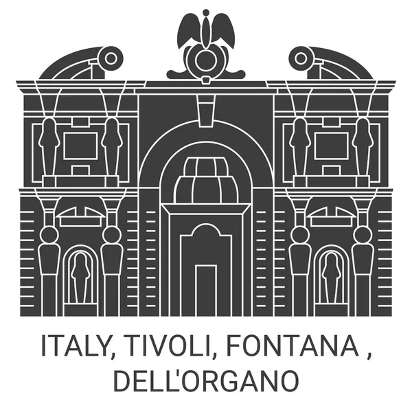 Talya Tivoli Fontana Dellorgano Seyahat Çizgisi Çizgisi Çizimi — Stok Vektör