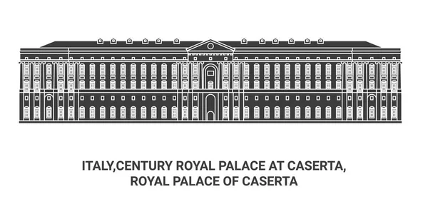 意大利卡塞尔塔世纪皇家宫殿皇家城堡卡塞尔塔皇家宫殿旅行地标线矢量图解 — 图库矢量图片