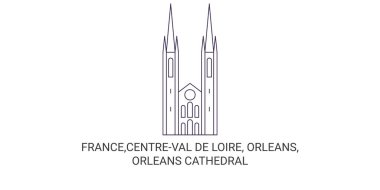 Fransa, Centreval De Loire, Orl, Ans, Orlans Katedrali seyahat çizgisi çizimi