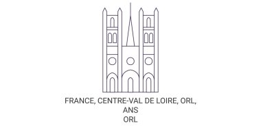 Fransa, Centreval De Loire, Orl, Ansorlan Katedrali seyahat çizgisi çizgisi çizimi
