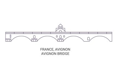 Fransa, Avignon, Köprü seyahati sınır çizgisi çizgisi çizimi