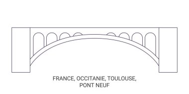Fransa, Occitanie, Toulouse, Pont Neuf seyahat çizgisi çizelgesi çizimi
