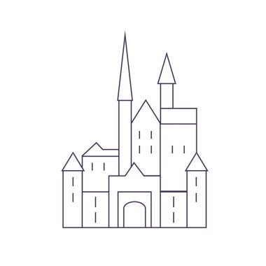 Almanya ve Ortaçağ Şatosu şehir simgesi çizgisi çizimi