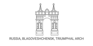 Rusya, Blagoveshchensk, Zafer Kemeri seyahat çizgisi çizelgesi çizimi
