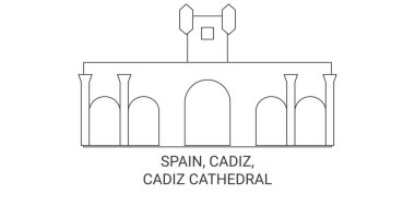 İspanya, Cadiz, Cadiz Katedrali tarihi eser çizgisi çizimi