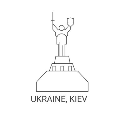 Ukrayna ve Kiev seyahat çizgisi vektör ilüstrasyonu