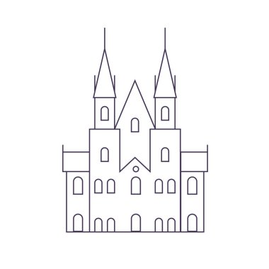 Almanya ve Royal Castle seyahat çizgisi vektör çizimi