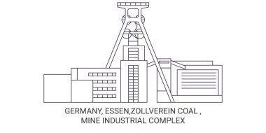 Almanya, Essen, Zollverein Kömürü, Mayın Endüstriyel Kompleksi seyahat çizgisi çizgisi çizimi