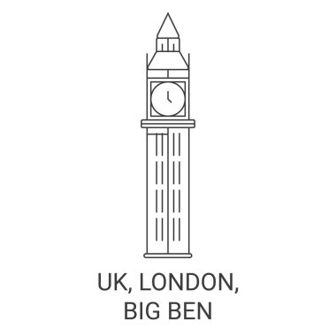İngiltere, Londra, Big Ben seyahat çizgisi vektör ilüstrasyonu