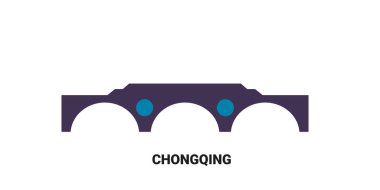 Çin ve Chongqing seyahat çizgisi çizelgesi çizimi