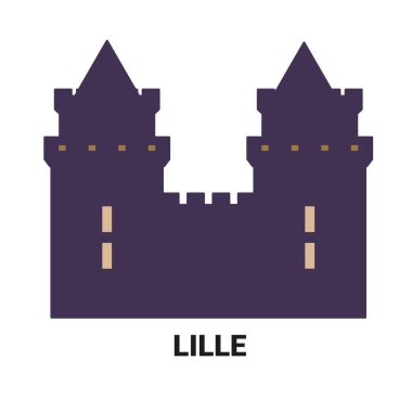 Fransa ve Lille seyahat çizgisi vektör illüstrasyonu