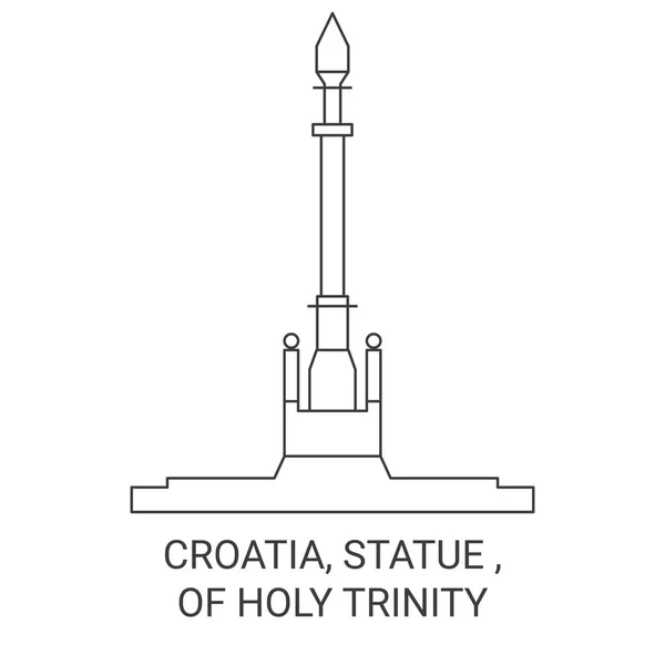 Croácia Estátua Santíssima Trindade Viagens Marco Linha Vetor Ilustração — Vetor de Stock