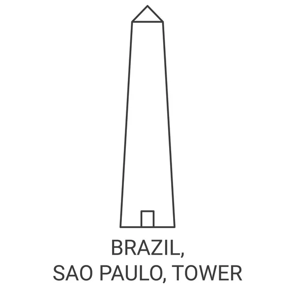 Brazil Sao Paulo Tower Travel Landmark Line Vector Illustration — Stock Vector