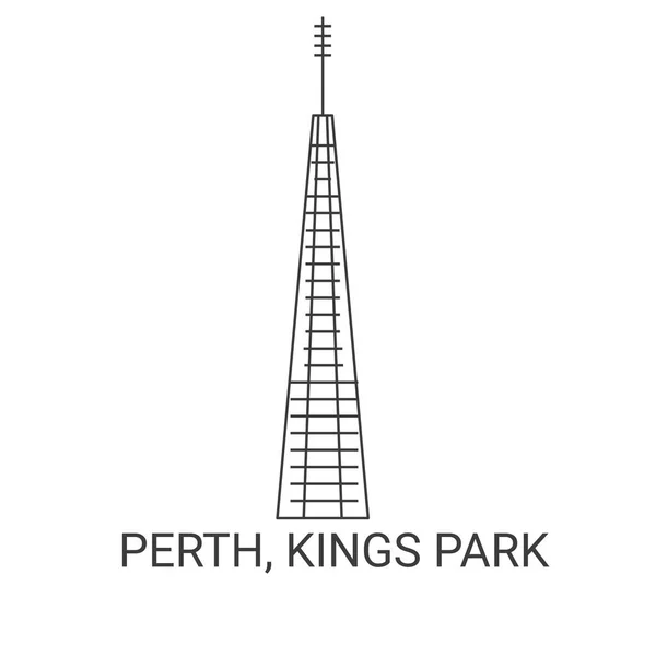 Ausrtalia Perth Kings Park Ilustración Vector Línea Referencia Viaje — Vector de stock