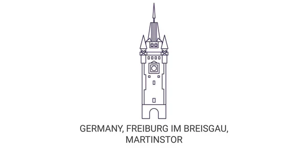 Allemagne Fribourg Breisgau Martinstor Voyages Illustration Vectorielle Ligne Historique — Image vectorielle