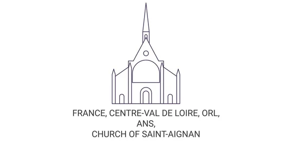 프랑스 Centreval Loire Orl Ans Church Saintaignan Travel Landmark Line — 스톡 벡터