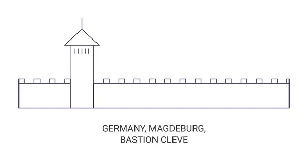 Alemania Magdeburgo Bastión Cleve Recorrido Hito Línea Vector Ilustración — Vector de stock