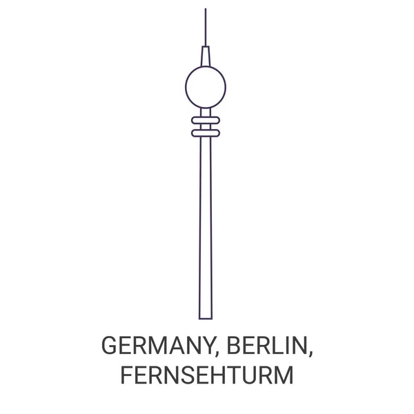 Alemanha Berlim Fernsehturm Viagem Marco Linha Vetor Ilustração —  Vetores de Stock