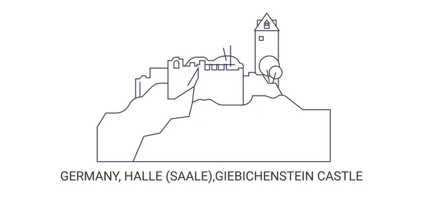 Německo Halle Saale Hrad Giebichenstein Cestovní Památková Linie Vektorová Ilustrace — Stockový vektor