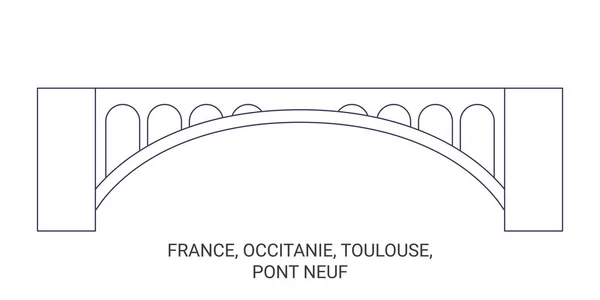 France Occitanie Toulouse Pont Neuf Illustration Vectorielle Ligne Repère Voyage — Image vectorielle