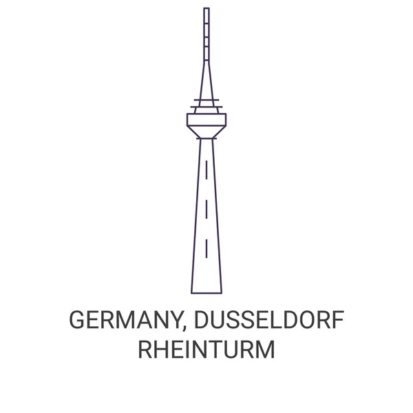 Deutschland Düsseldorf Rheinturm Reise Meilenstein Linienvektorillustration — Stockvektor