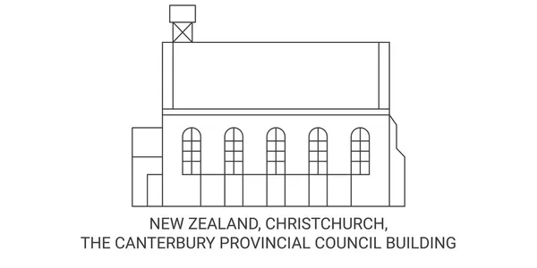 Nya Zeeland Christchurch Canterbury Provincial Council Building Travel Landmark Line — Stock vektor