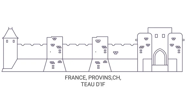 Francie Provins Teau Dif Cestovní Orientační Čára Vektor Ilustrace — Stockový vektor