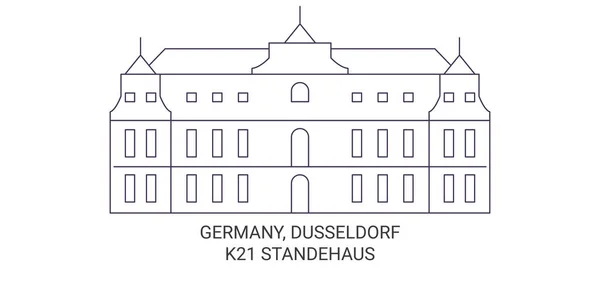 Tyskland Düsseldorf Standehaus Resa Landmärke Linje Vektor Illustration — Stock vektor